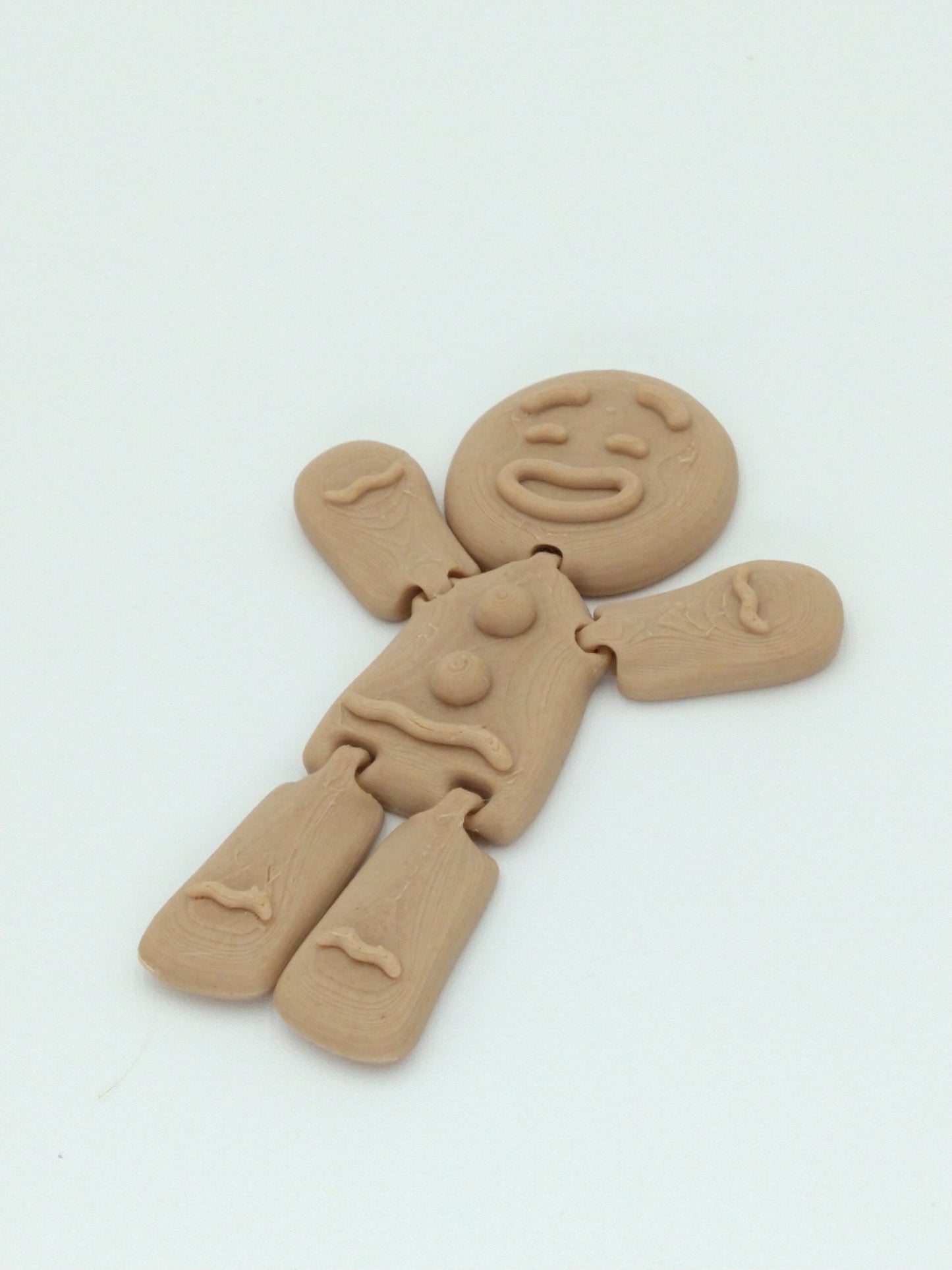 Gingerbread Man Articulated Figure Ornament 4" Wood PLA 3D Printed Flexi Factory