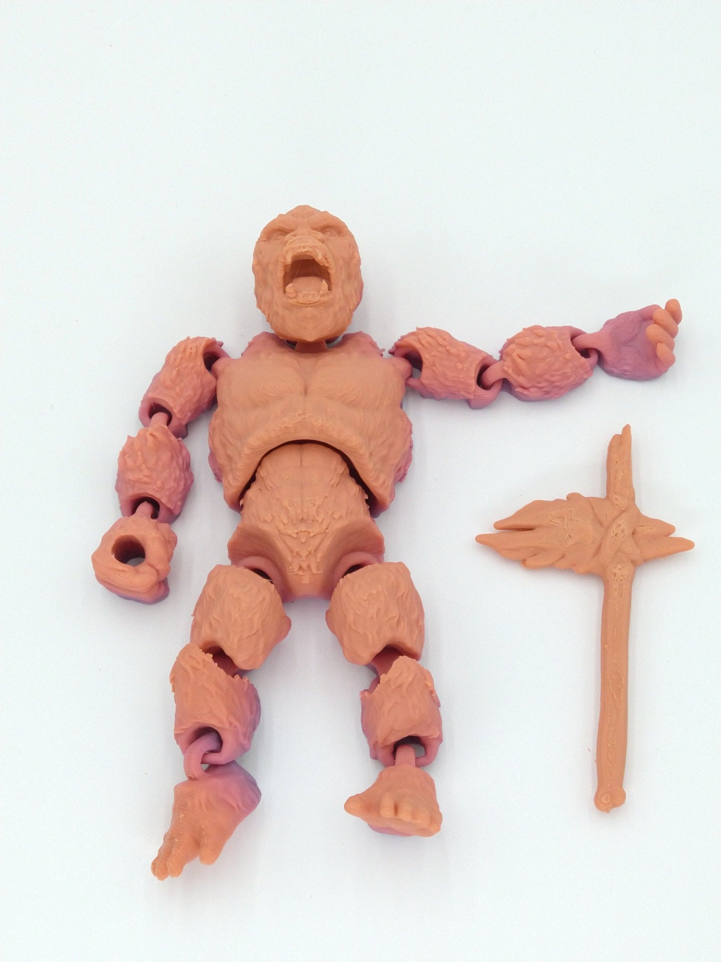 KING KONG Figure W/Axe Articulated Flexi Rainbow Colors 5" 3D Printed Figure
