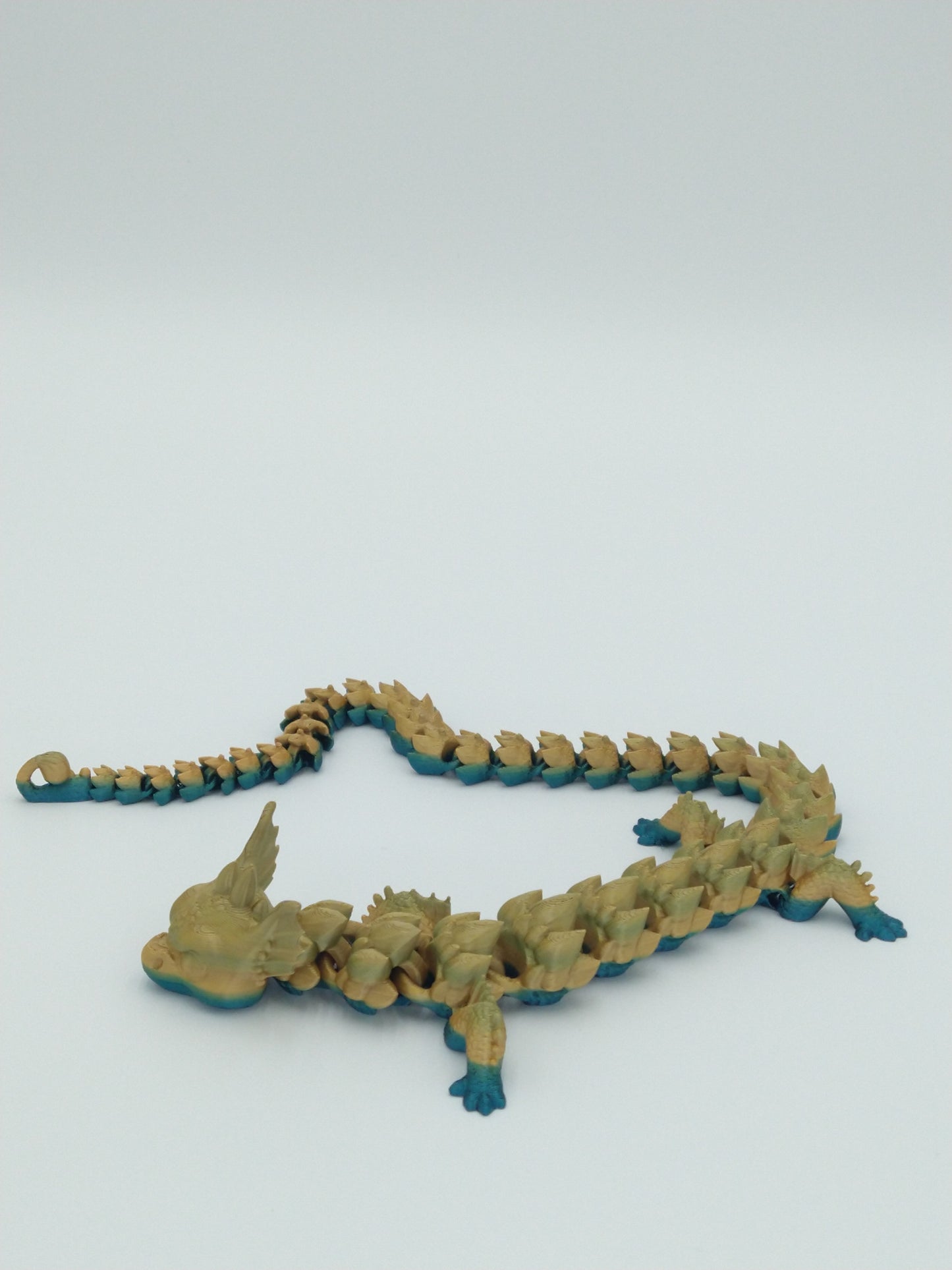 BILLY THE DRAGON Articulated Flexi Figure 3D Printed Metallic Rainbow 19"