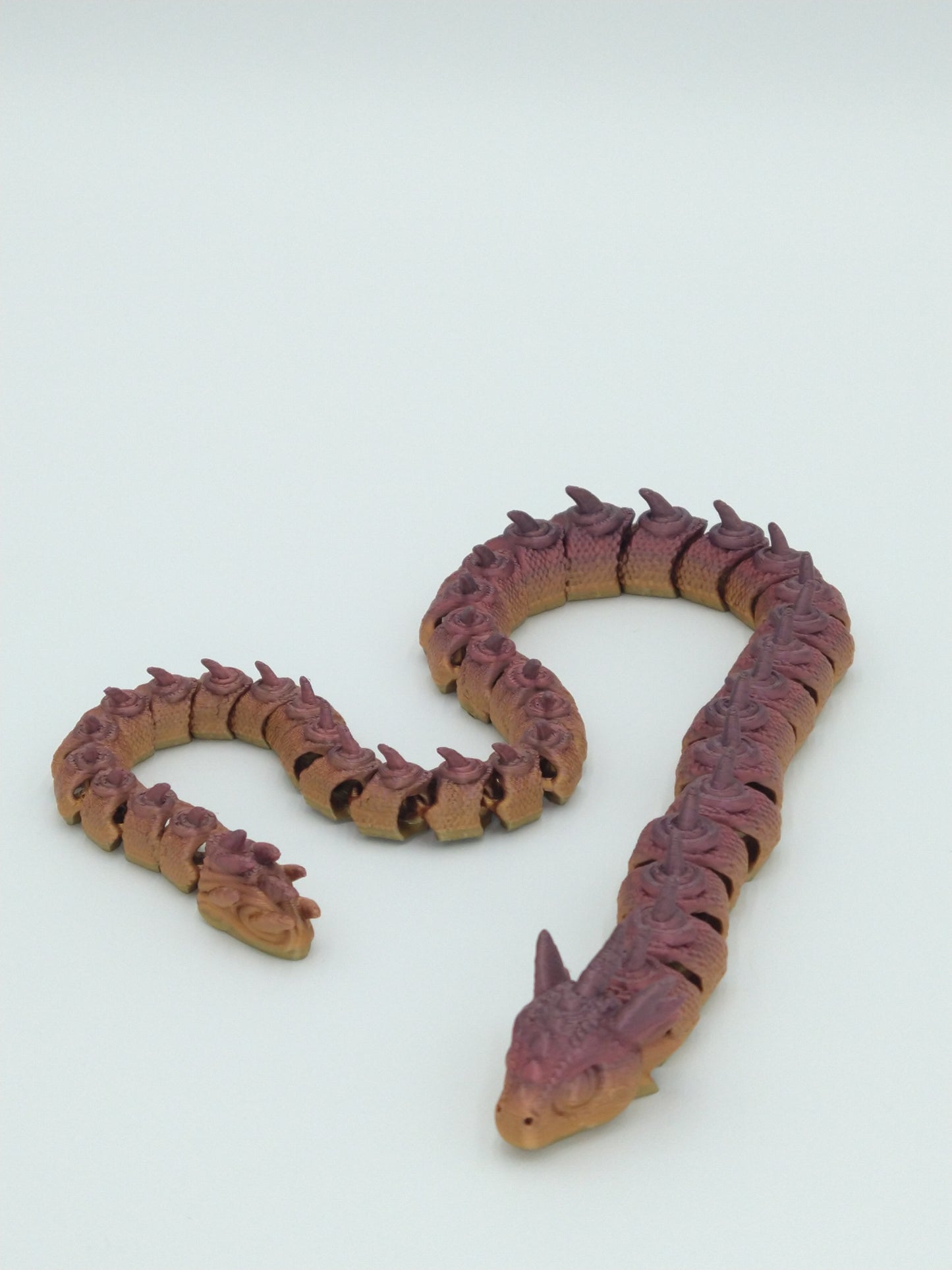 SERPENT SNAKE DRAGON Articulated Flexi Figure 3D Printed Metallic Rainbow 21"