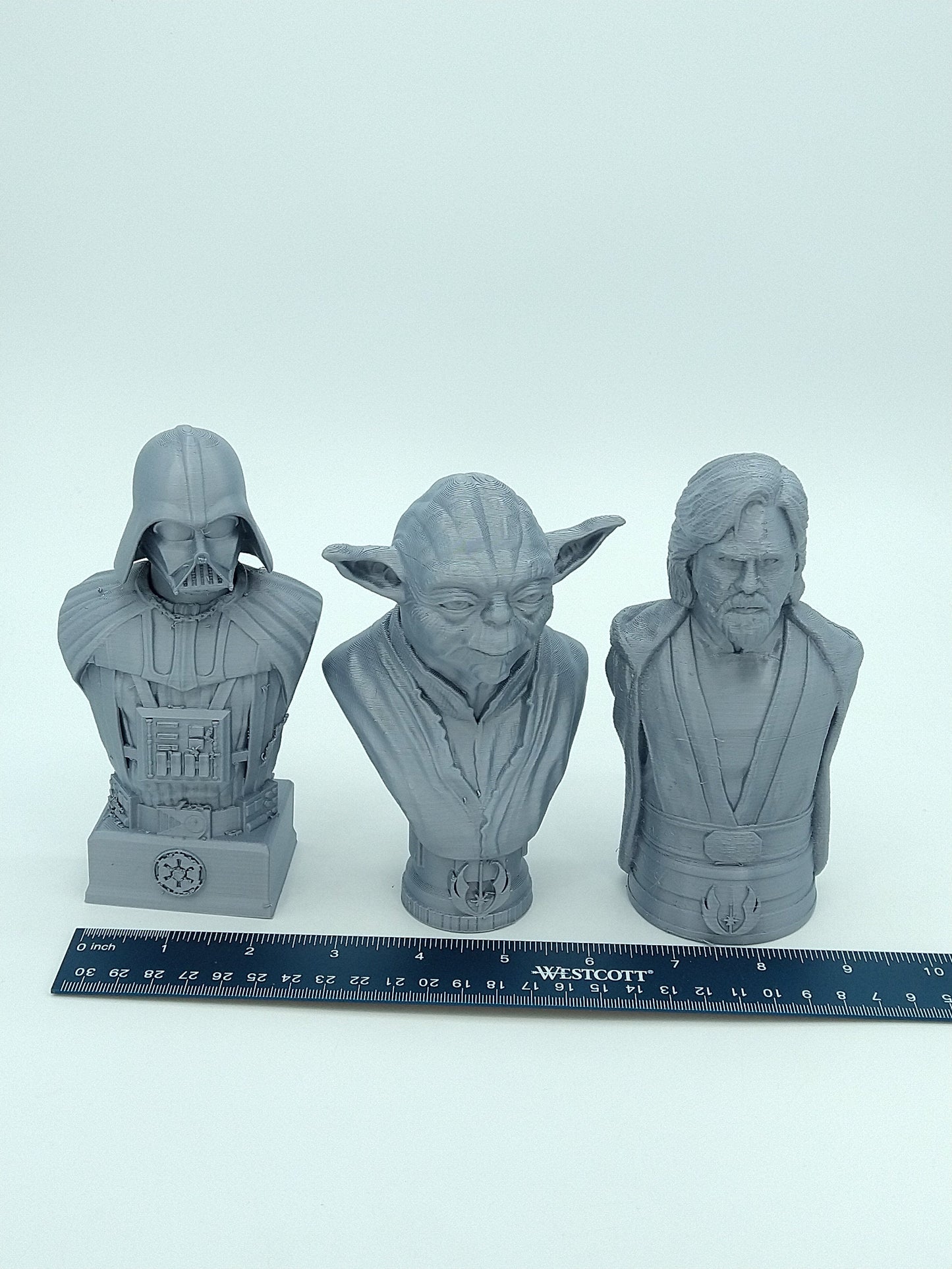 Star Wars Busts lot of 3 YODA, LUKE & Darth Vader Bust Gray 3D PRINTED