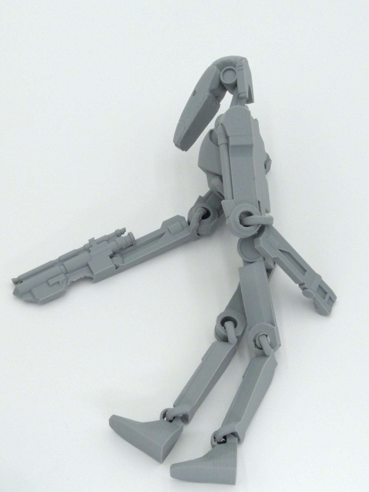 Battle Droid Figure Articulated Flexi Gray 3D Printed Figure