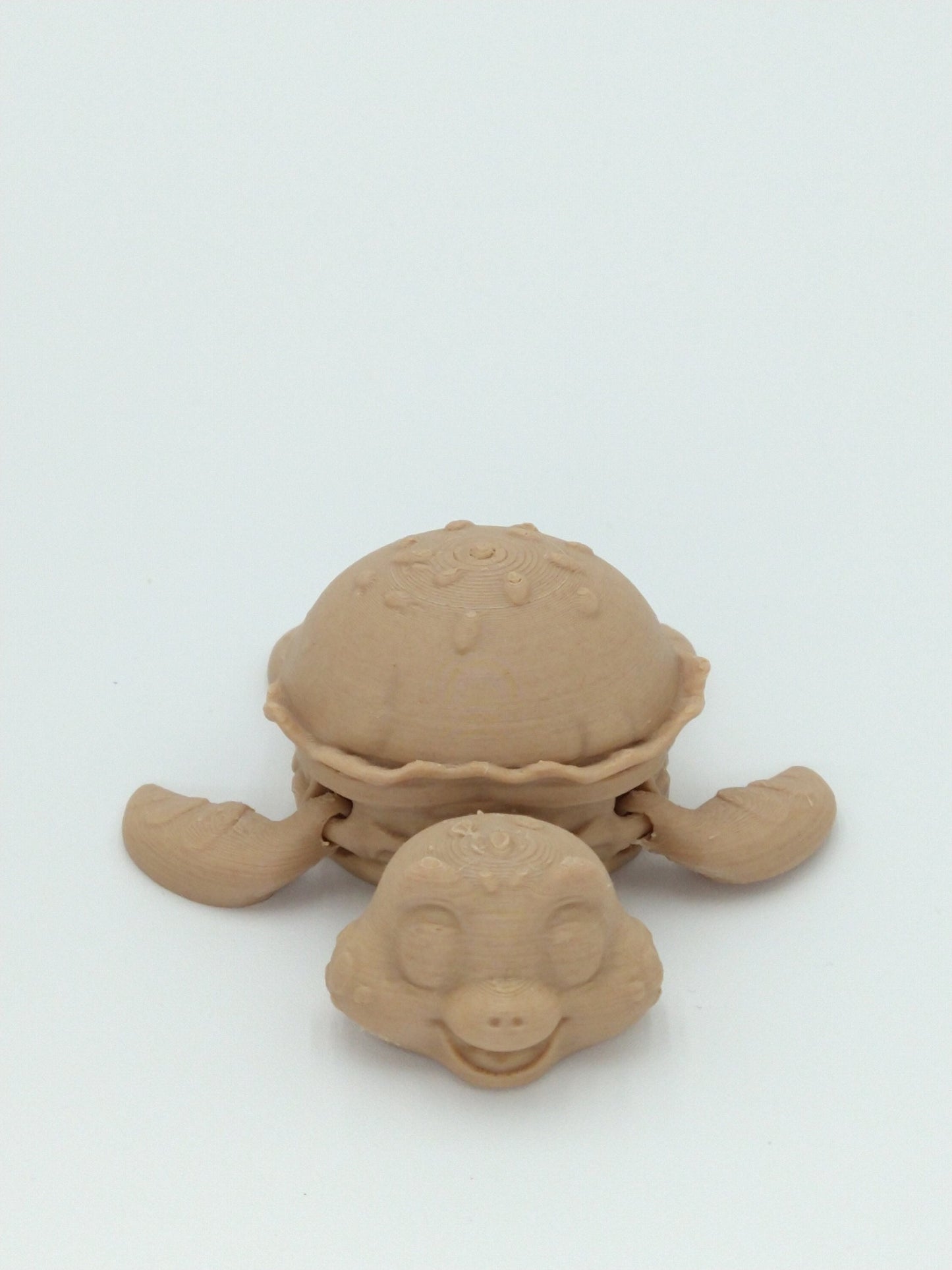 BURGER TURTLE Figure Articulated Flexi Wood PLA 4" 3D Printed Figure