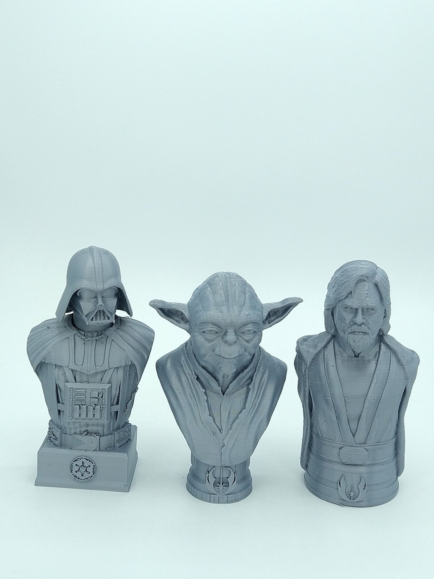 Star Wars Busts lot of 3 YODA, LUKE & Darth Vader Bust Gray 3D PRINTED