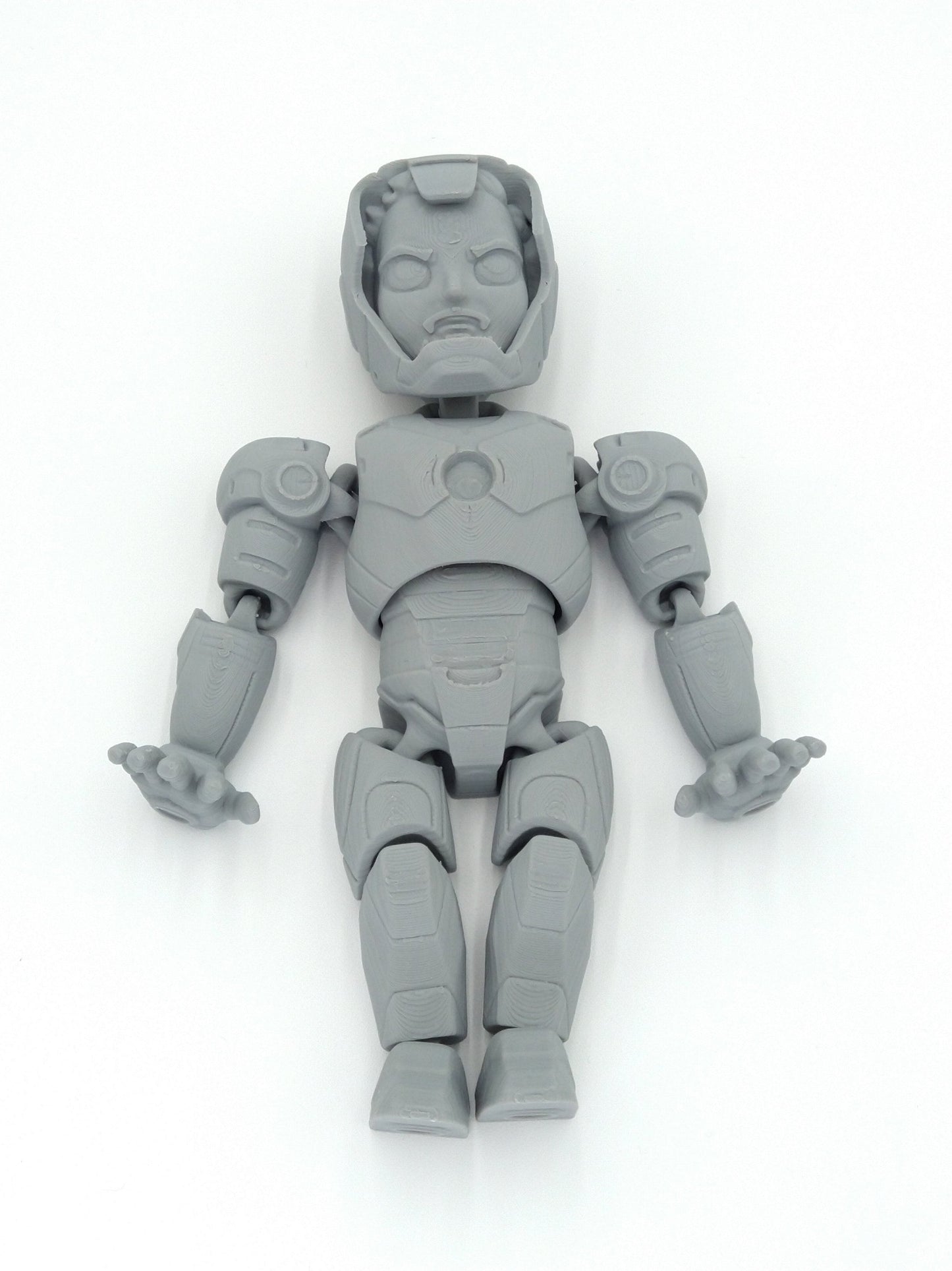 Iron Man Tony Stark Unmasked Articulated Figure Flexi 7" Gray 3D Printed Figure